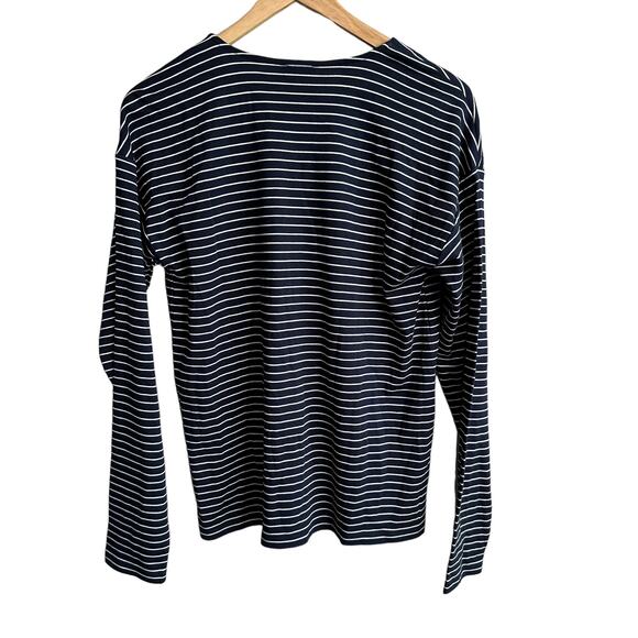 Ann Taylor Striped Drop Shoulder Cardigan Blue White M - Picture 7 of 11